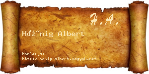 Hönig Albert névjegykártya